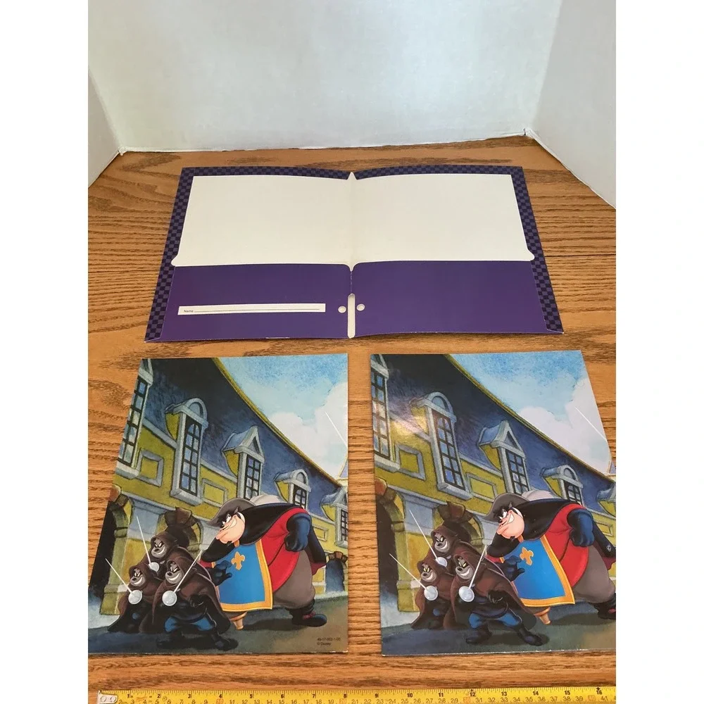 Disney Mickey Donald Goofy The Three Musketeers 2 Pocket Folders Set of 3 Purple